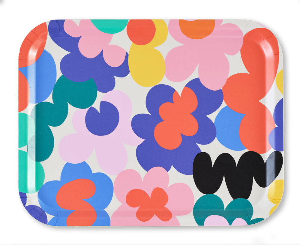 Floral Abstract Rectangular Tray by Wrap