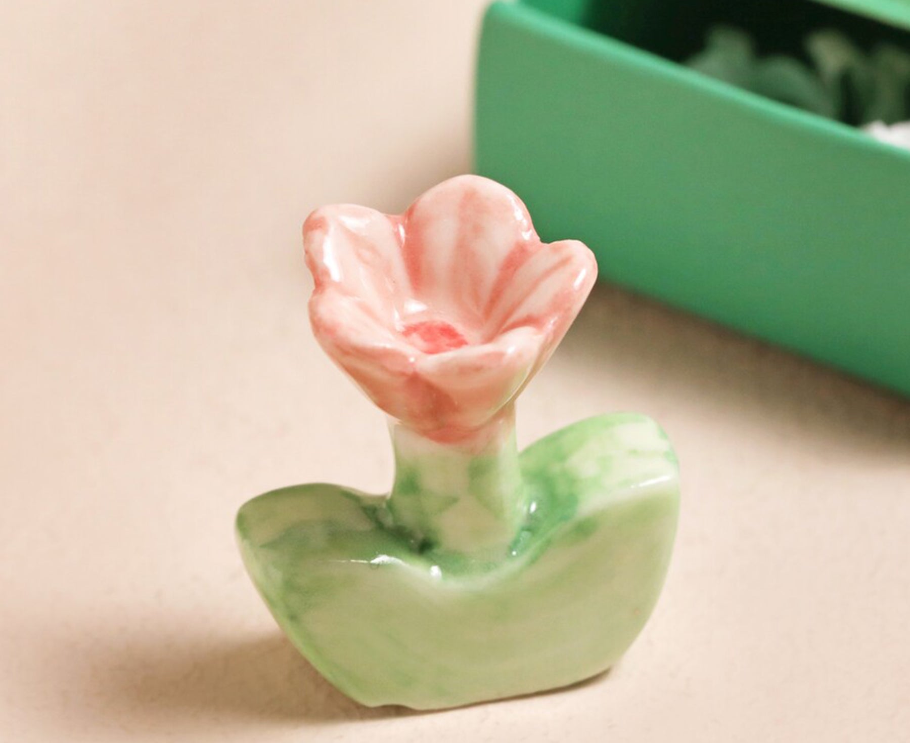 Tiny Ceramic Matchbox Token - Flower - by Lisa Angel