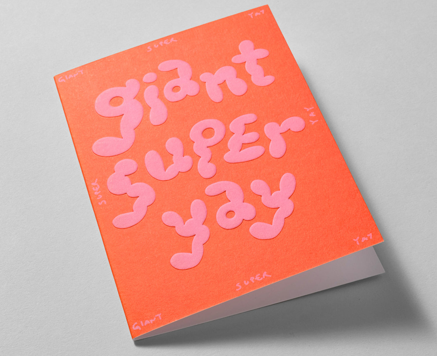 Bubble Letters Embossed Card - Giant Super Yay - by Wrap