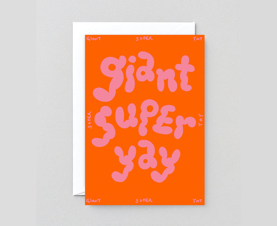 Bubble Letters Embossed Card Giant Super Yay by Wrap Gretel Home