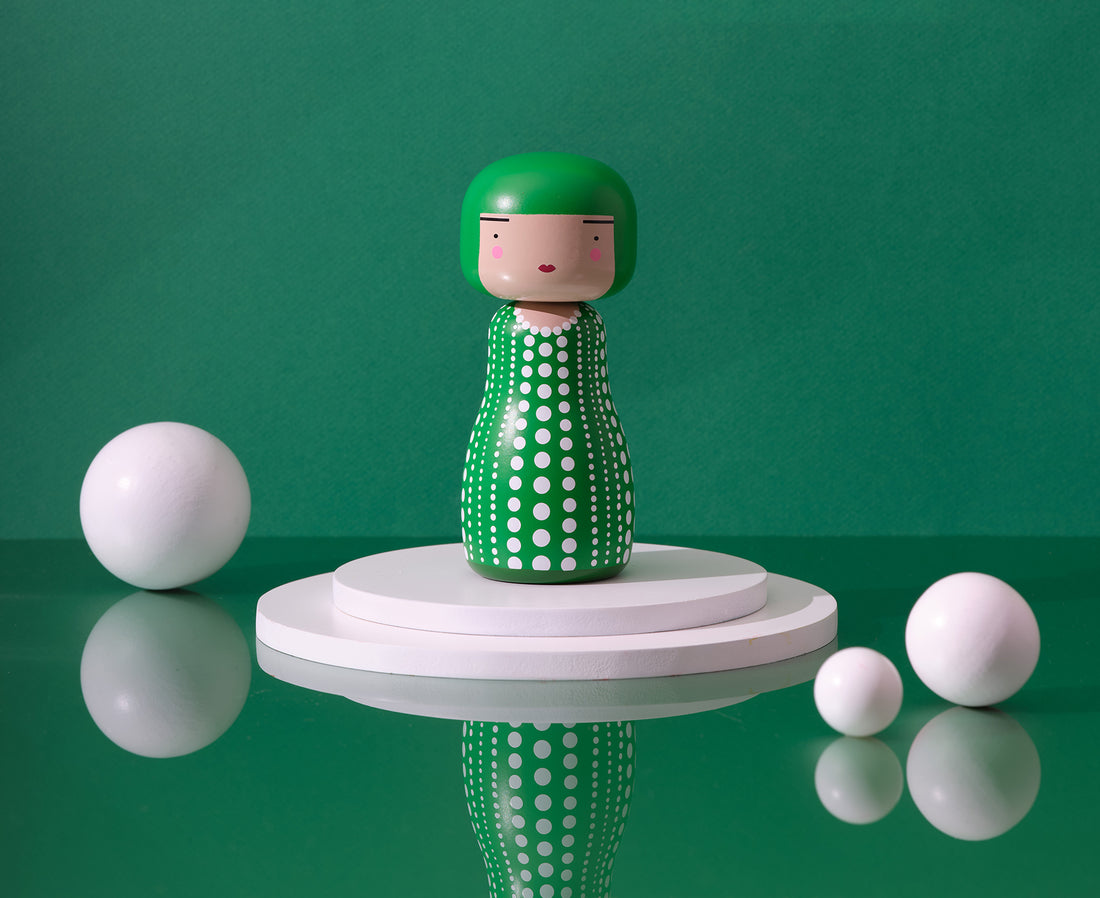 Dot Kokeshi Doll - Limited Edition Green - by Sketch.inc for Lucie Kaas
