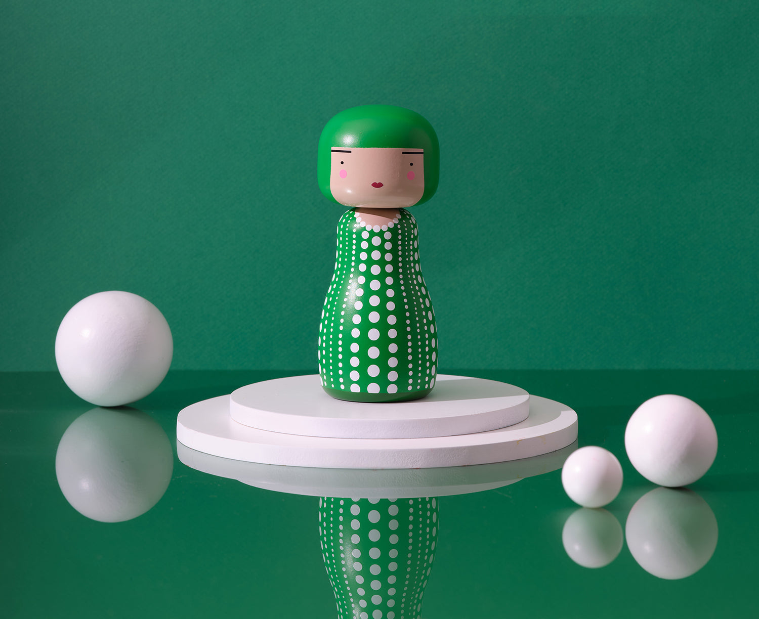 Dot Kokeshi Doll - Limited Edition Green - by Sketch.inc for Lucie Kaas