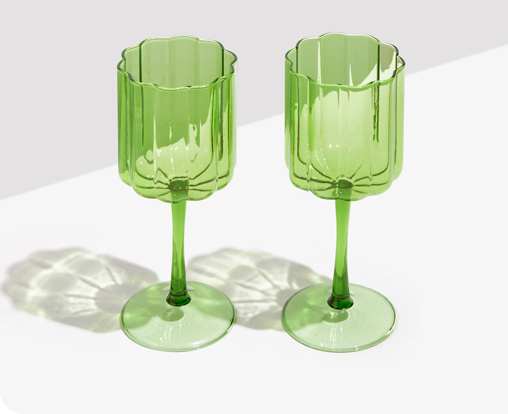 Wave Wine Glass Set in Amber by Fazeek