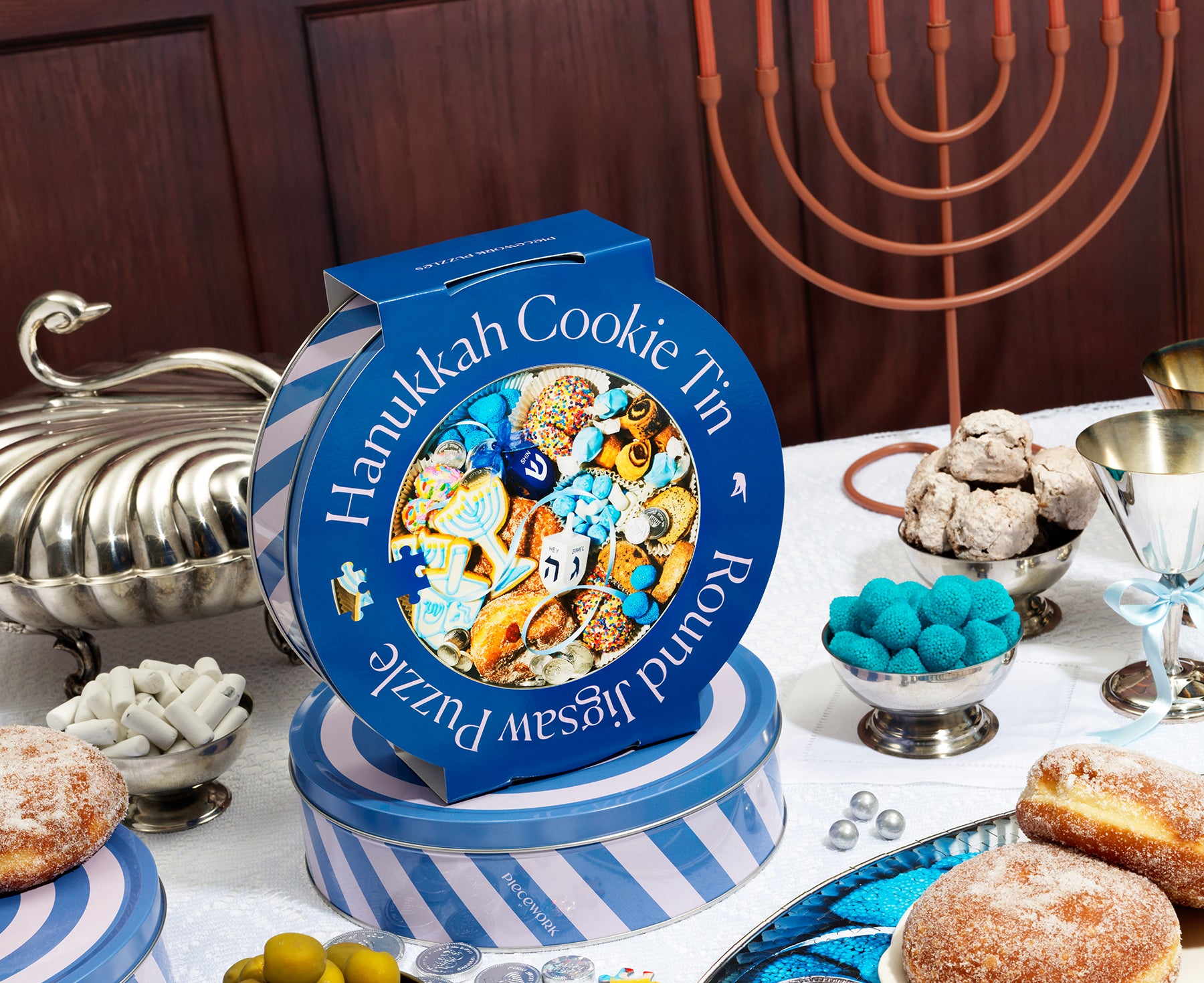 750-Piece Puzzle - Hannukah Cookie Tin - by Piecework