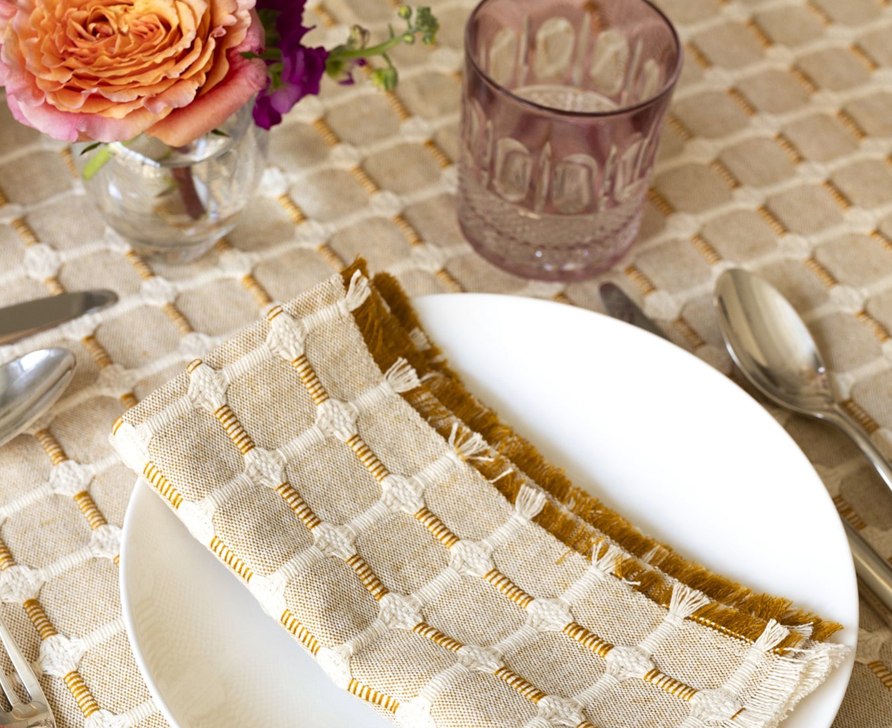 Hopsack Tablecloth in Honey by Dove &amp; Donkey