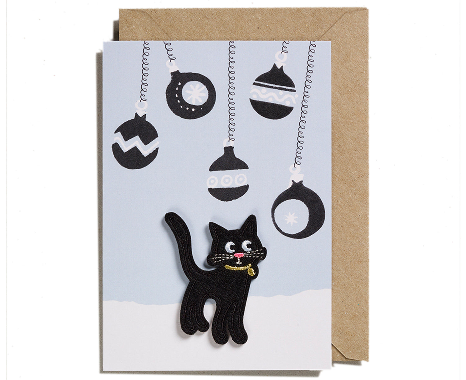 Greeting Card - Cat and Baubles - by Petra Boase