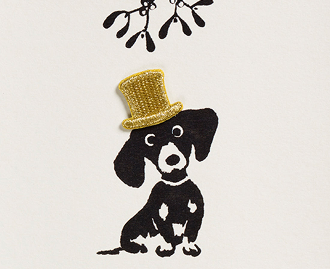 Greeting Card - Dog and Mistletoe - by Petra Boase