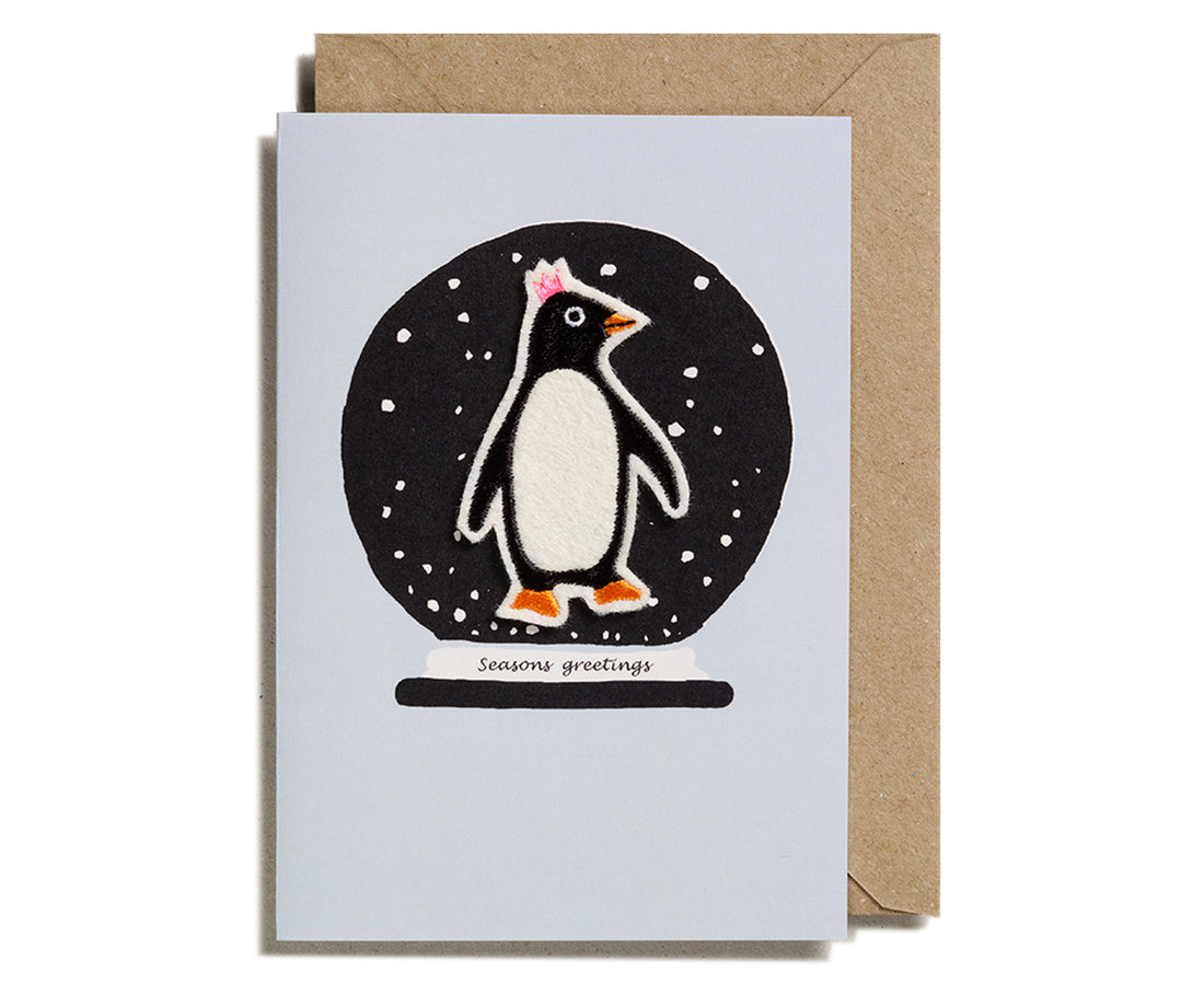 Greeting Card - Penguin in a Snowglobe - by Petra Boase