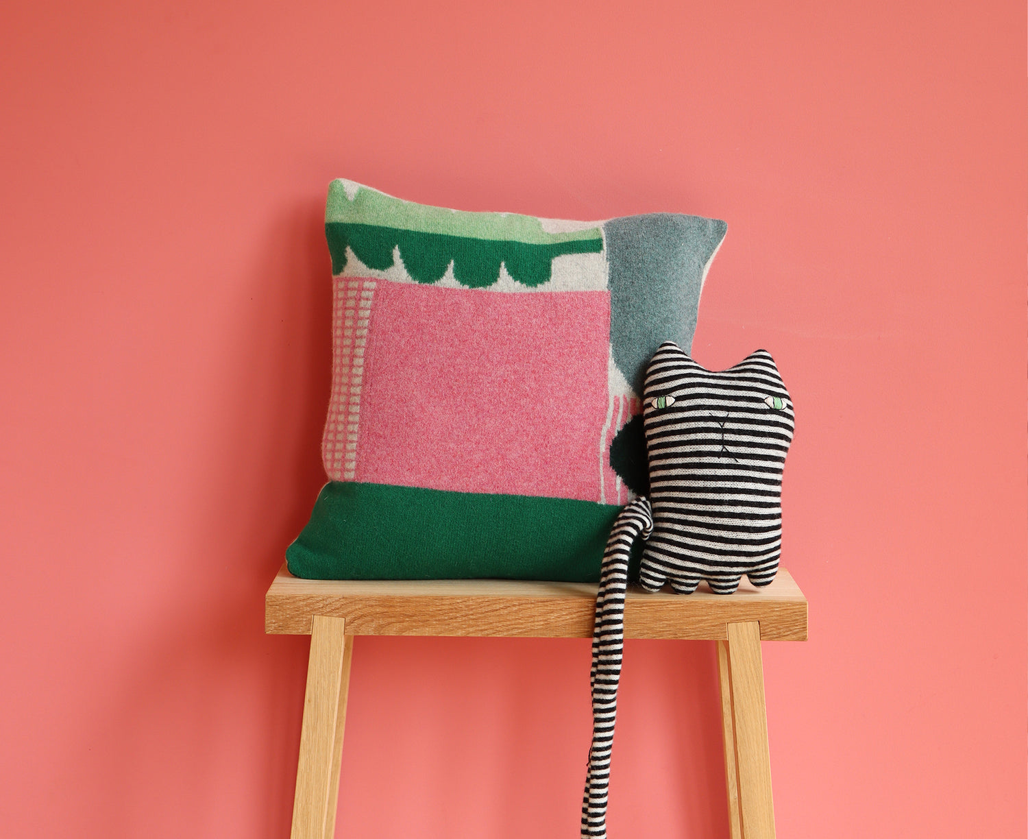 Koyo Pillow in Green and Pink by Donna Wilson