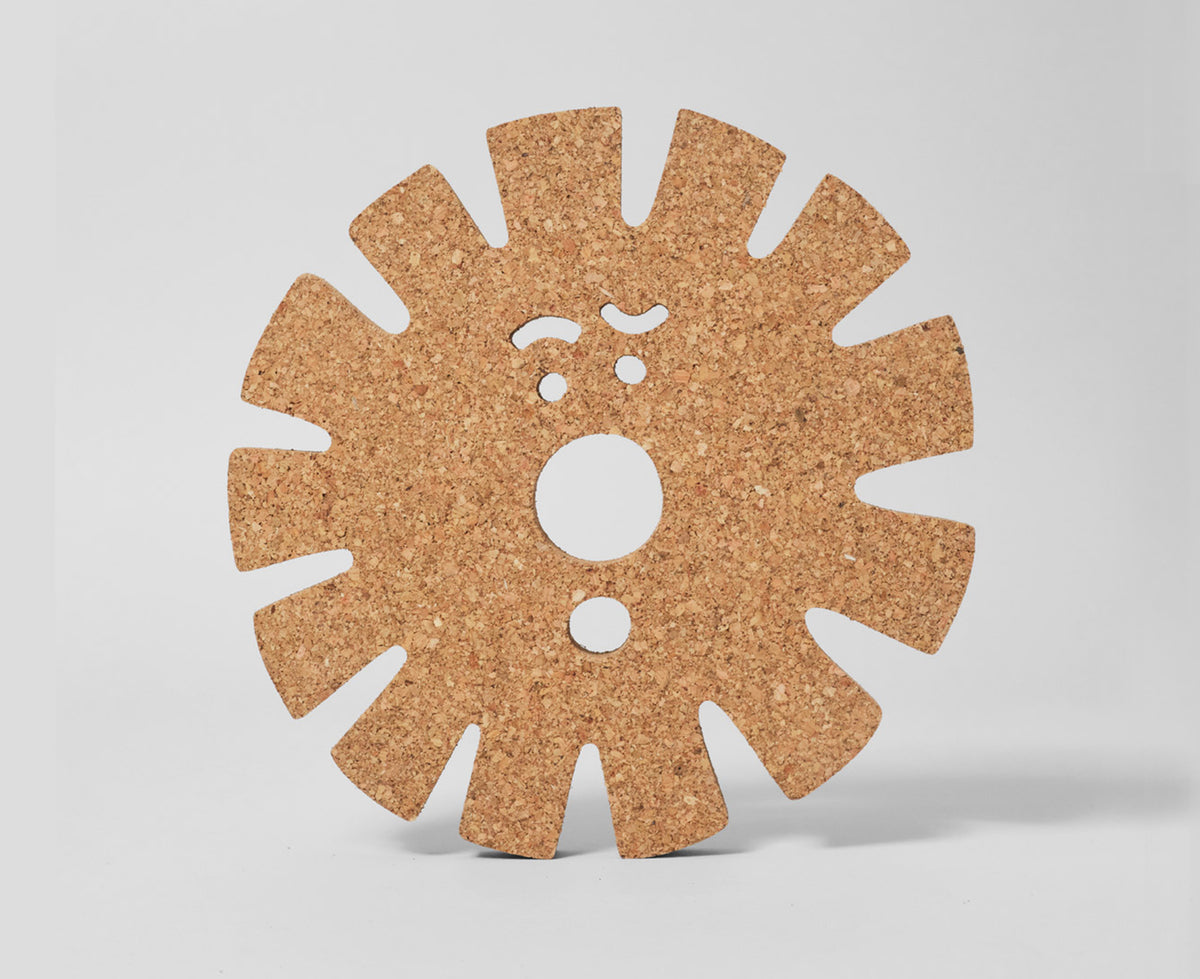 Sun Face Medium Cork Trivet by Wrap