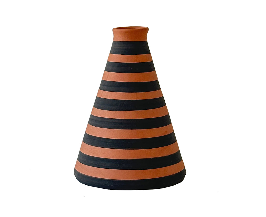 Striped Conical Terracotta Vase by Casa Cubista