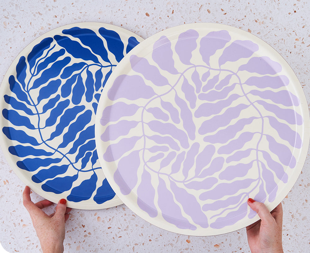 Leaves Round Tray in Lavender by Wrap