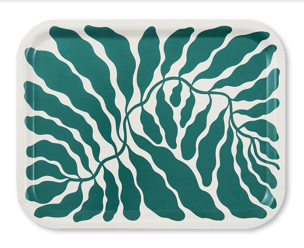 Leaves Rectangular Tray in Green by Wrap