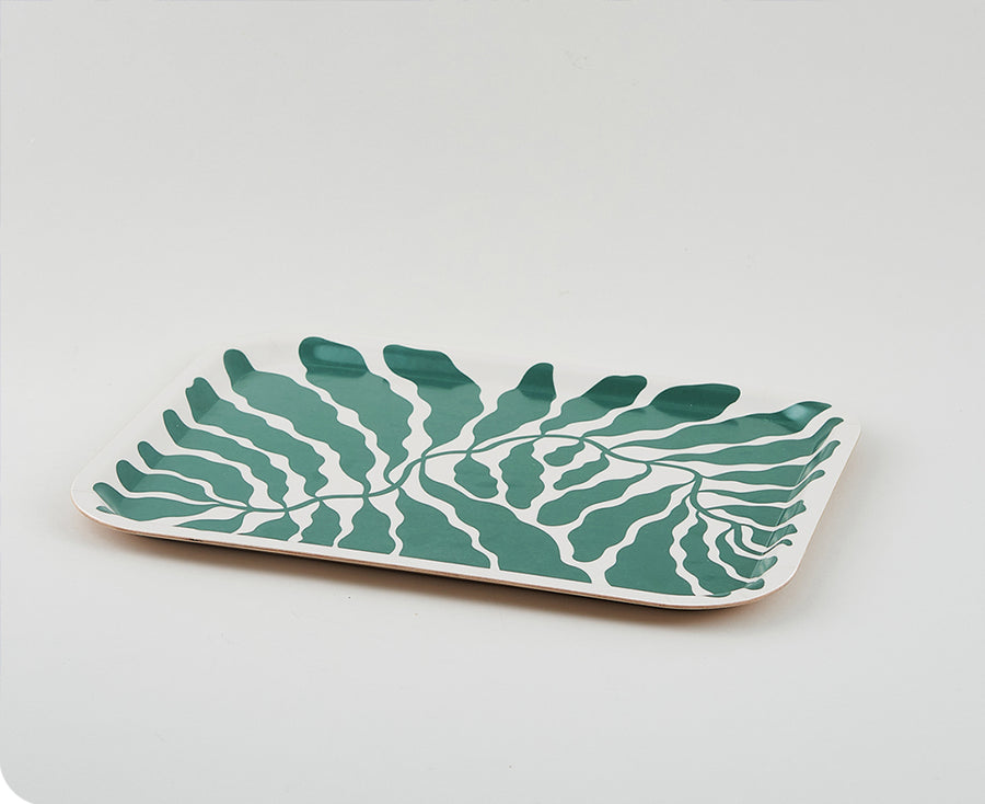 Leaves Rectangular Tray in Green by Wrap