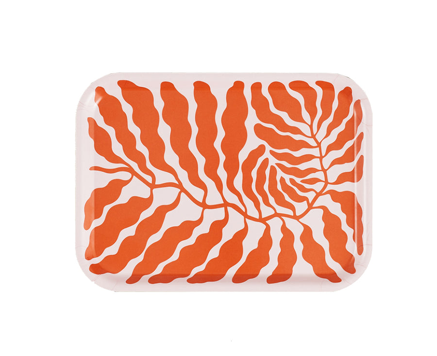 Leaves Small Rectangular Tray in Orange by Wrap