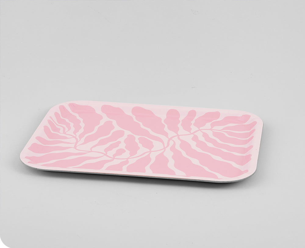 Leaves Rectangular Tray in Pink by Wrap