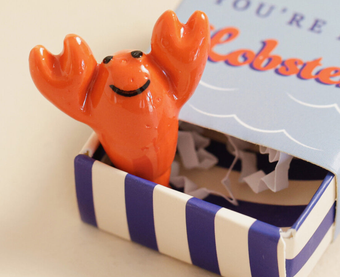 Tiny Ceramic Matchbox Token - Lobster - by Lisa Angel