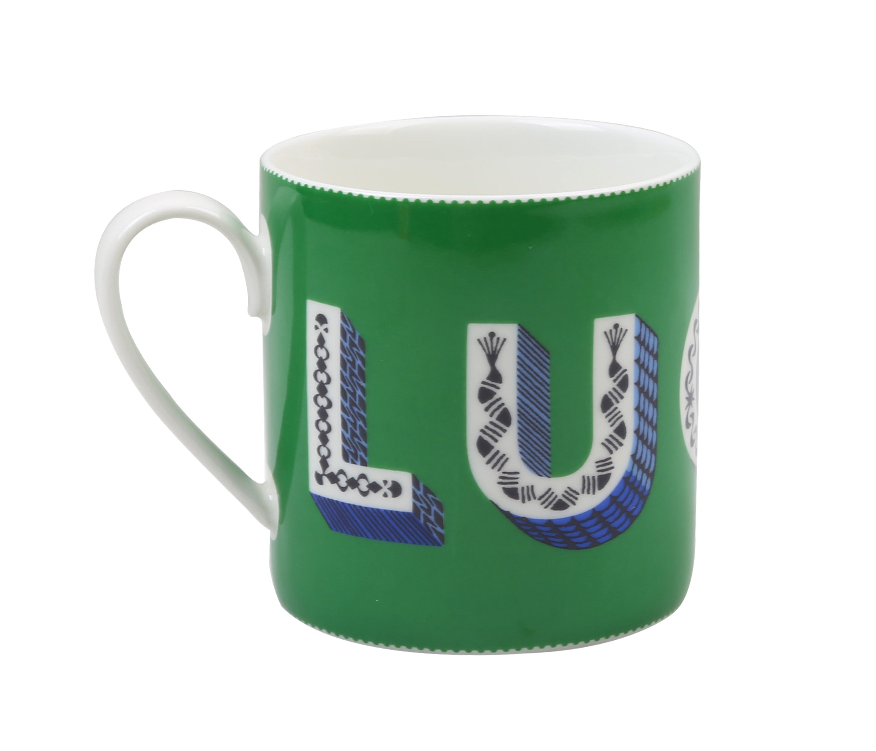 Word Porcelain Mug - Lucky - by Jamida