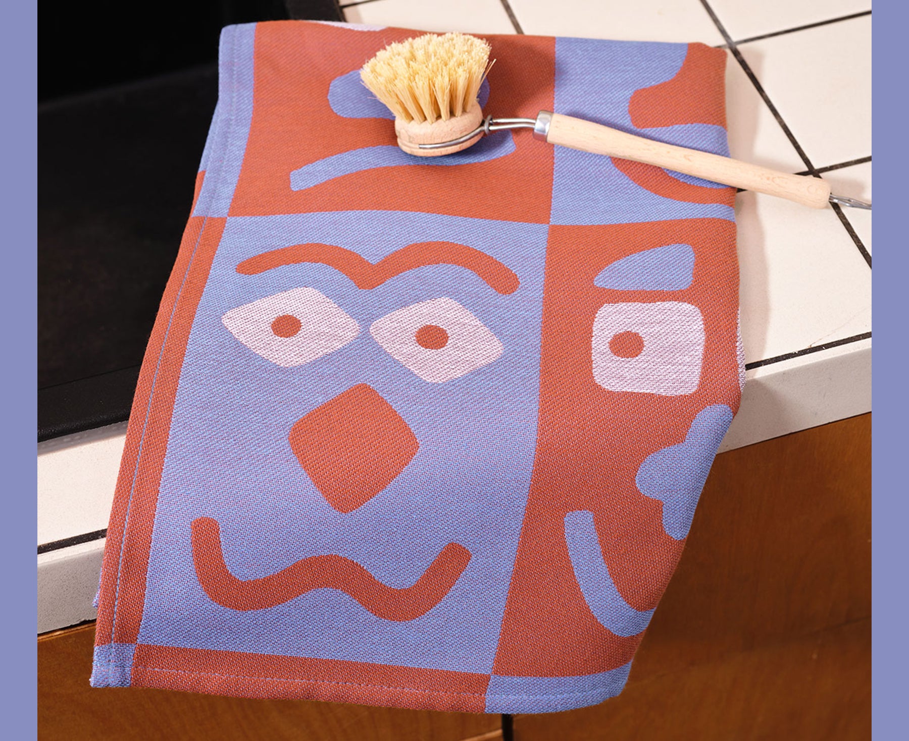 Making Faces Dish Towel - Blue &amp; Brown - by Wrap