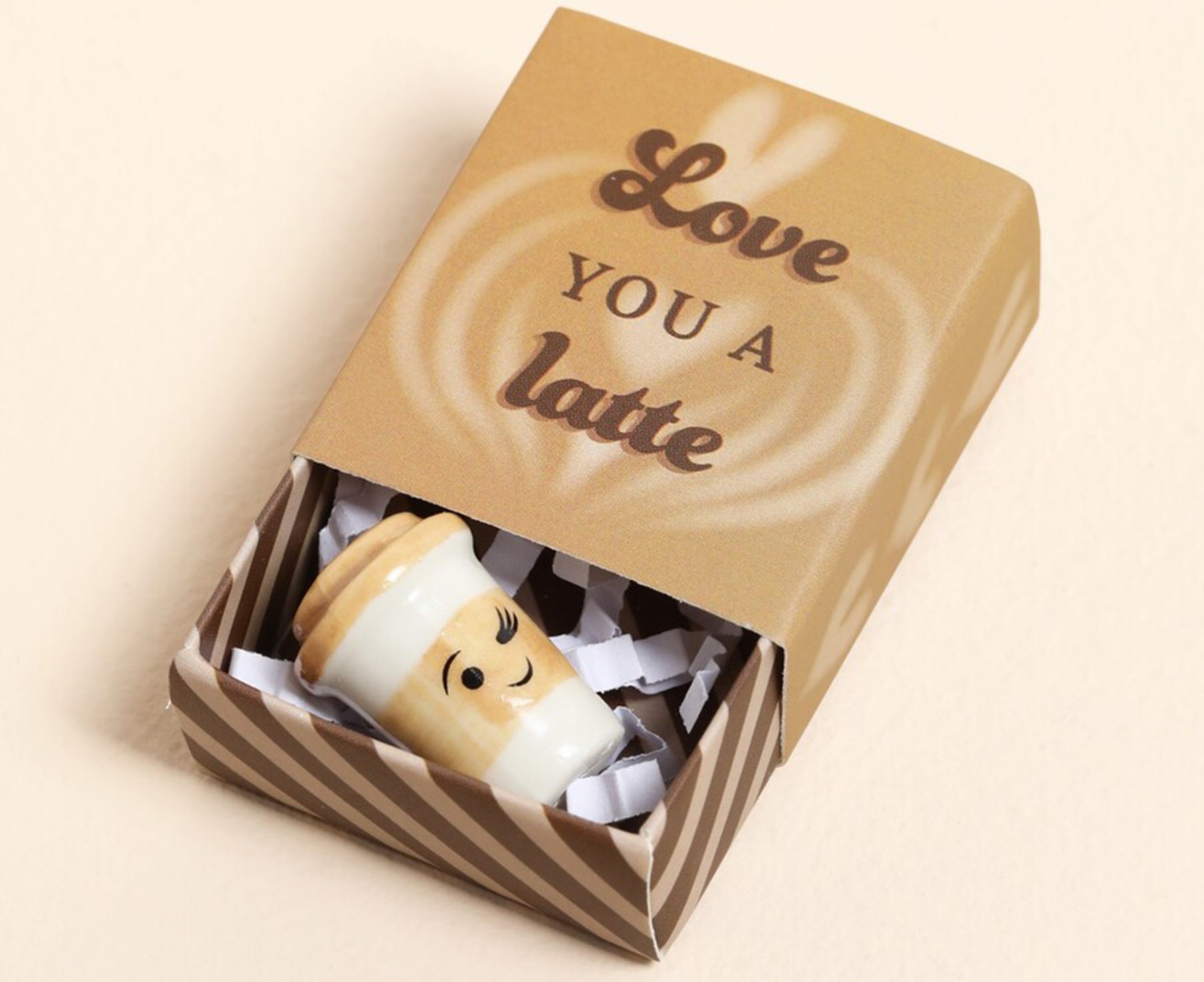 Tiny Ceramic Matchbox Token - Latte - by Lisa Angel