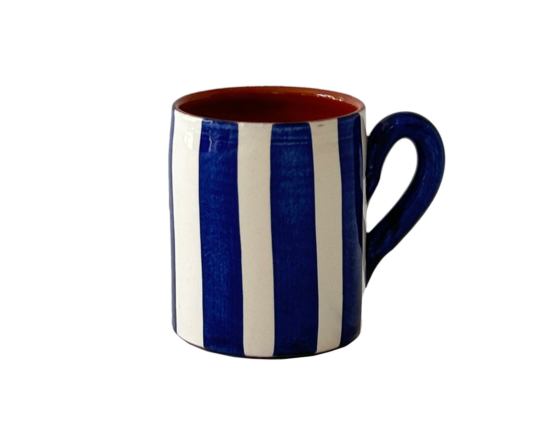 Bold Stripe Terracotta Mug in Blue by Casa Cubista