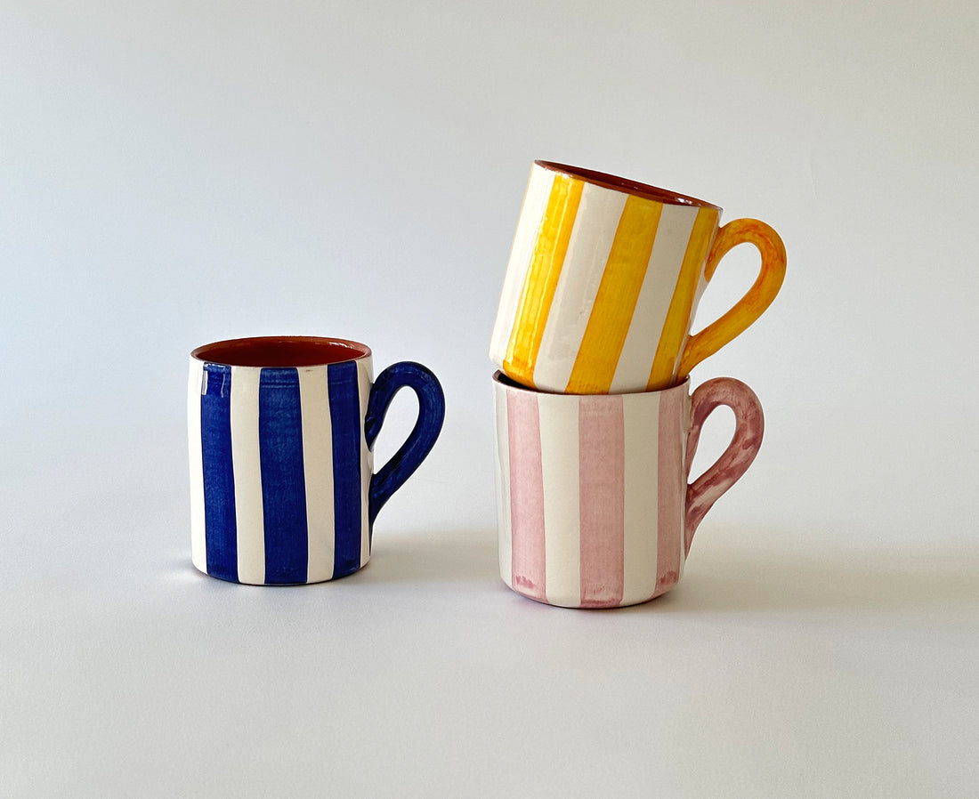 Bold Stripe Terracotta Mug in Pink by Casa Cubista