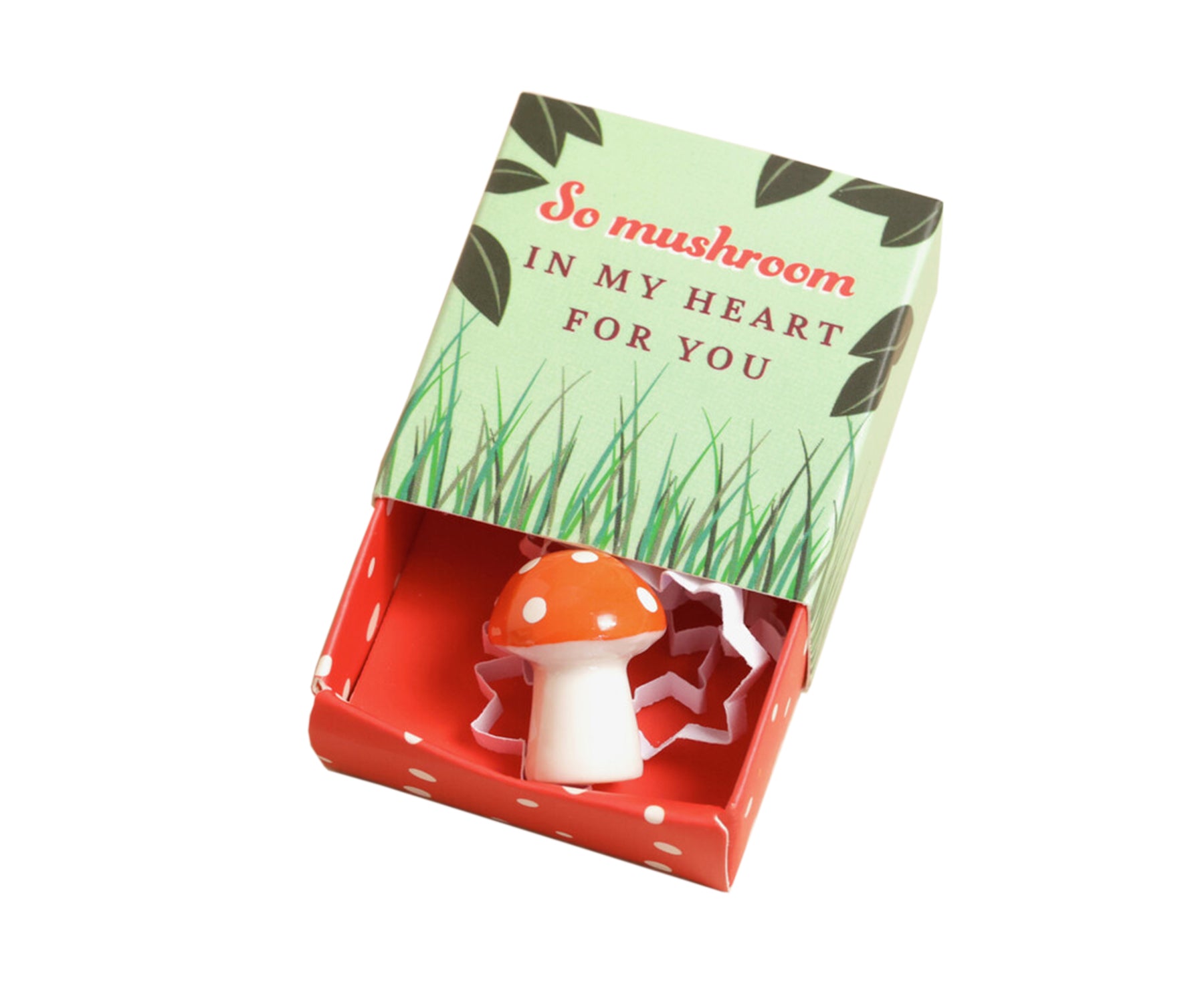 Tiny Ceramic Matchbox Token - Mushroom - by Lisa Angel