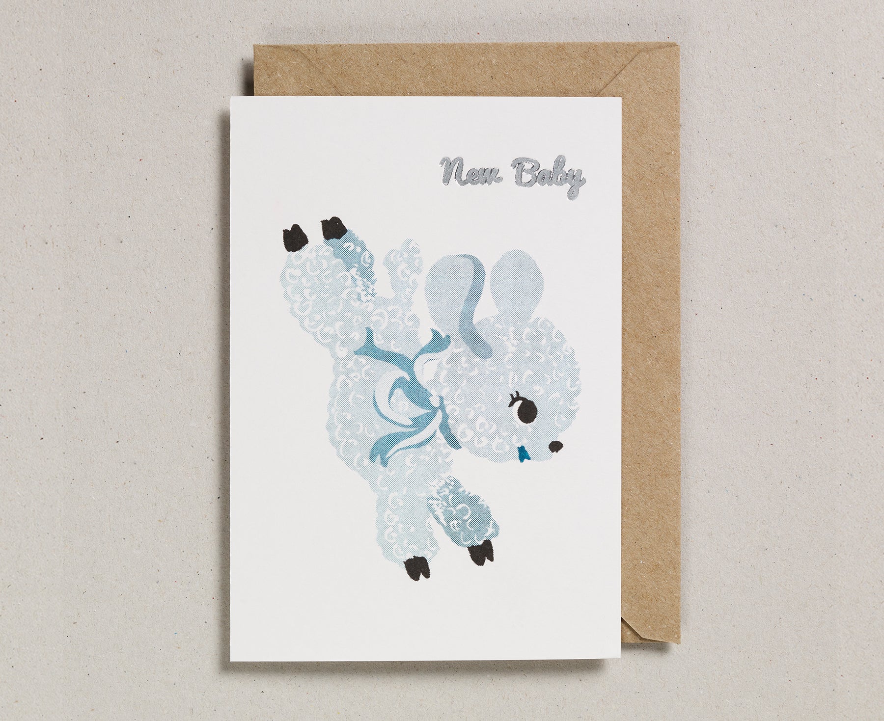 New Baby Card - Teal Lamb - by Petra Boase
