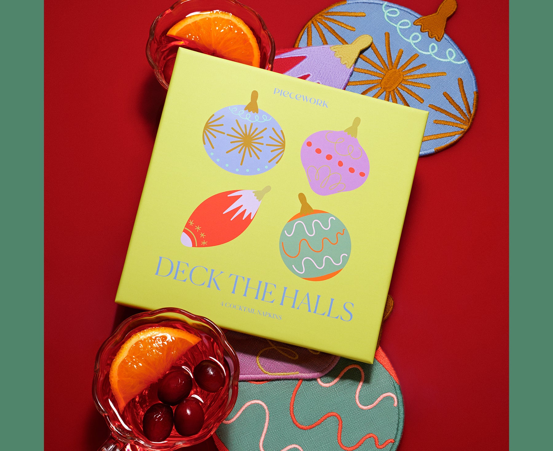 Cocktail Napkin Set - Deck the Halls - by Piecework – Gretel Home