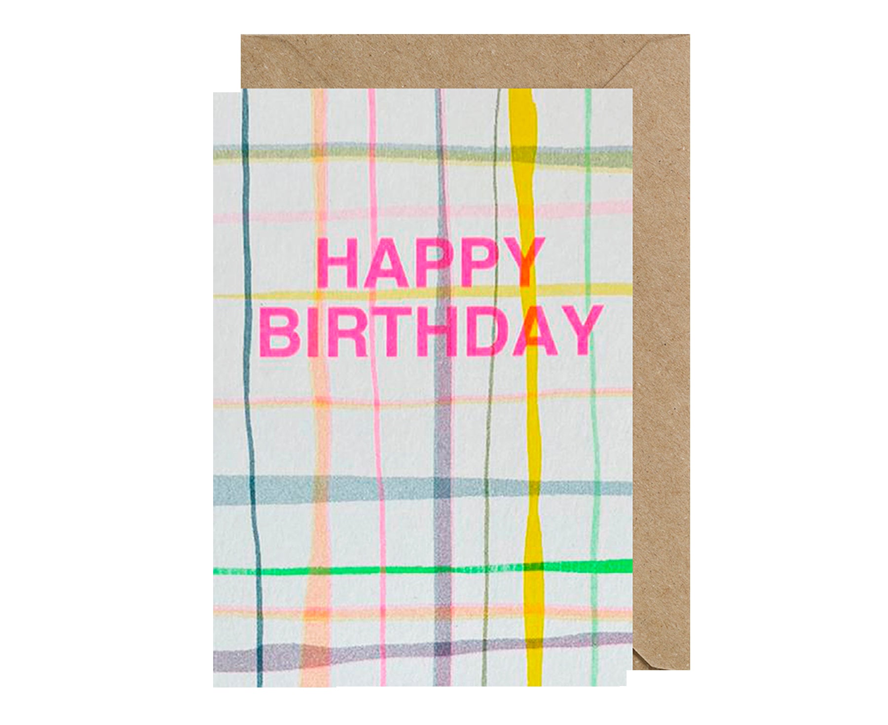 Birthday Card - Neon Plaid - by Petra Boase