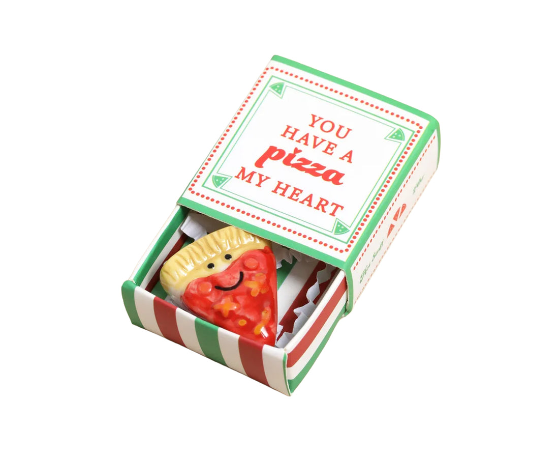 Tiny Ceramic Matchbox Token Pizza by Lisa Angel