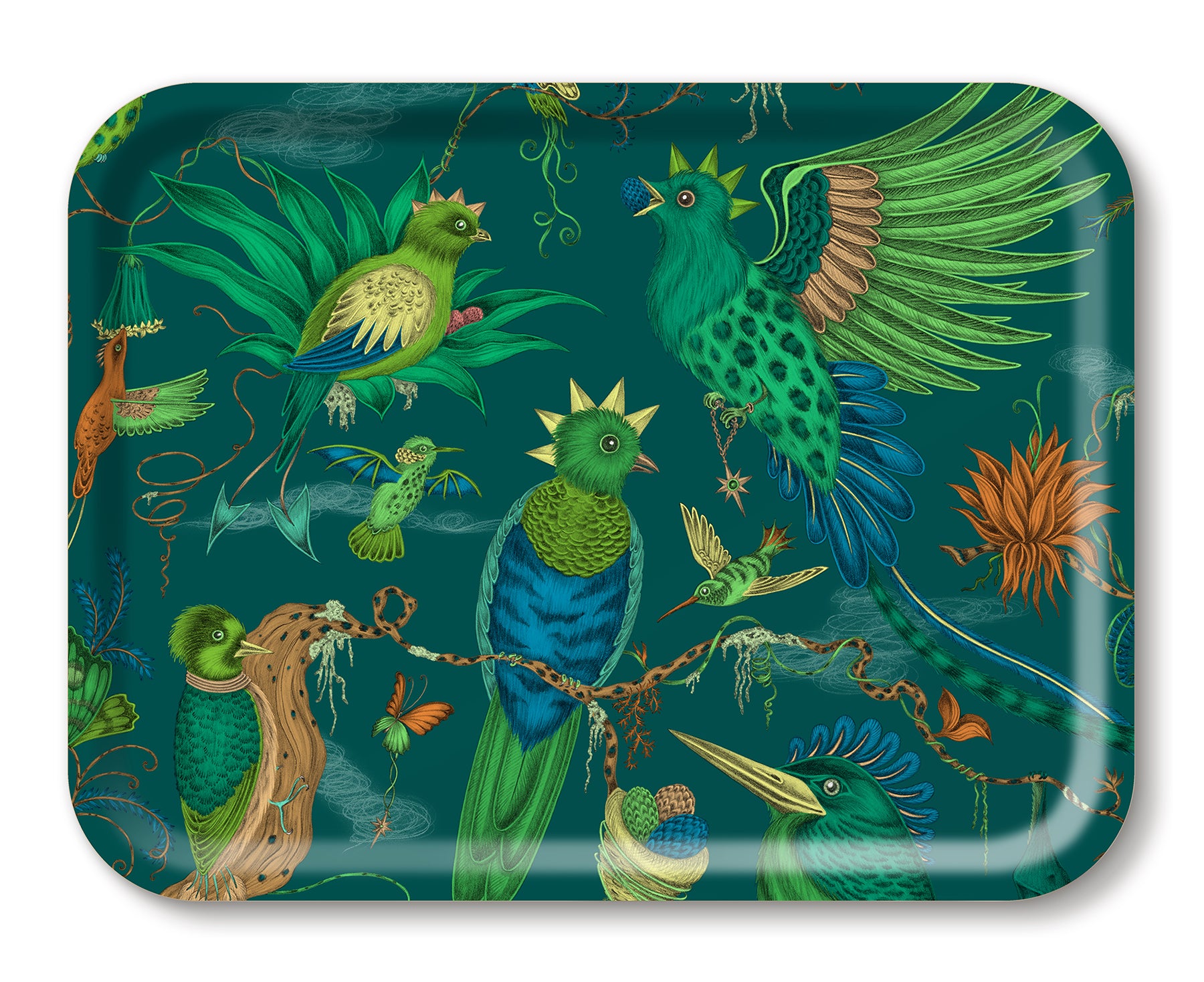 Quetzal Rectangular Tray in Green by Jamida