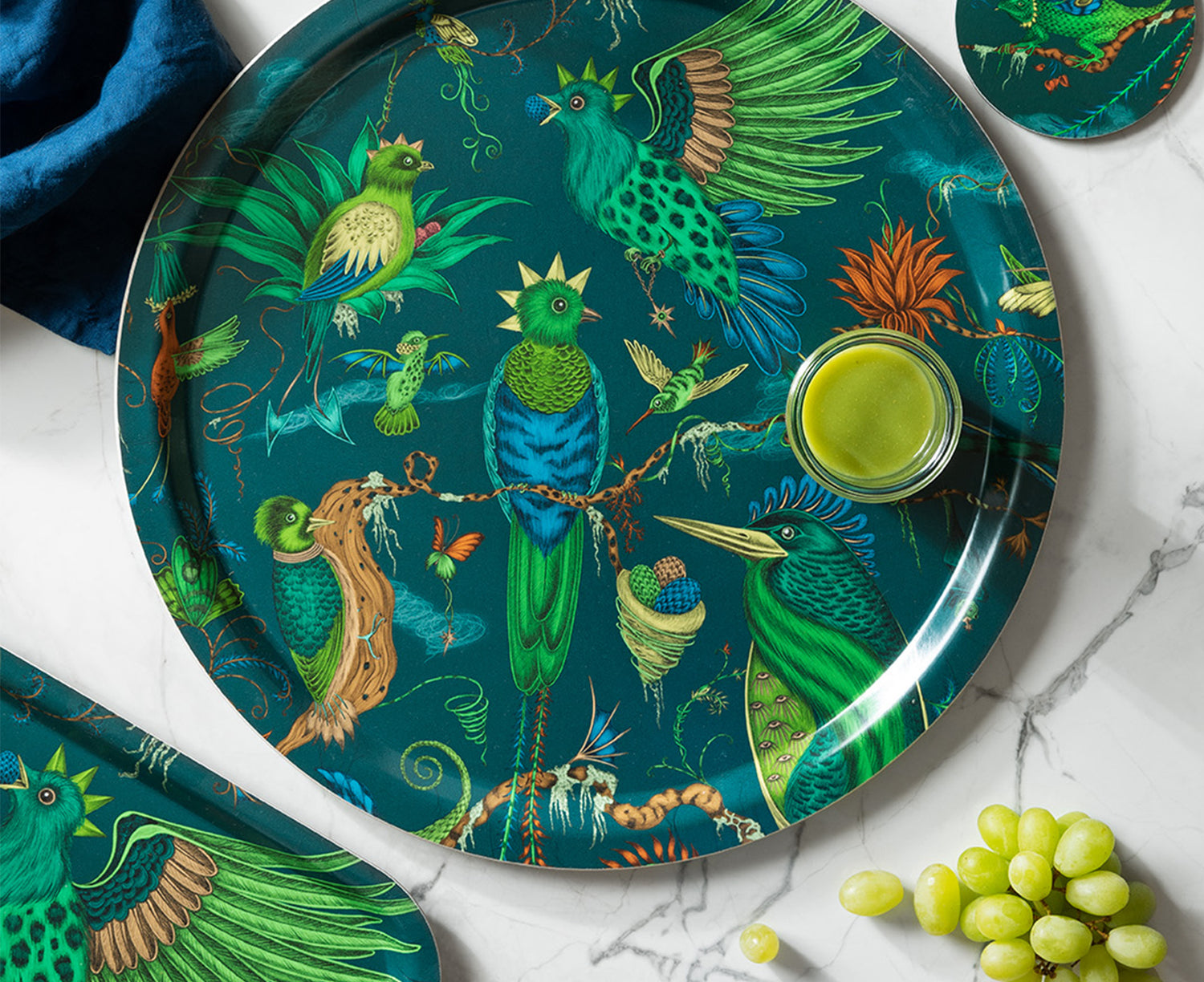 Quetzal in Green Round Tray by Jamida