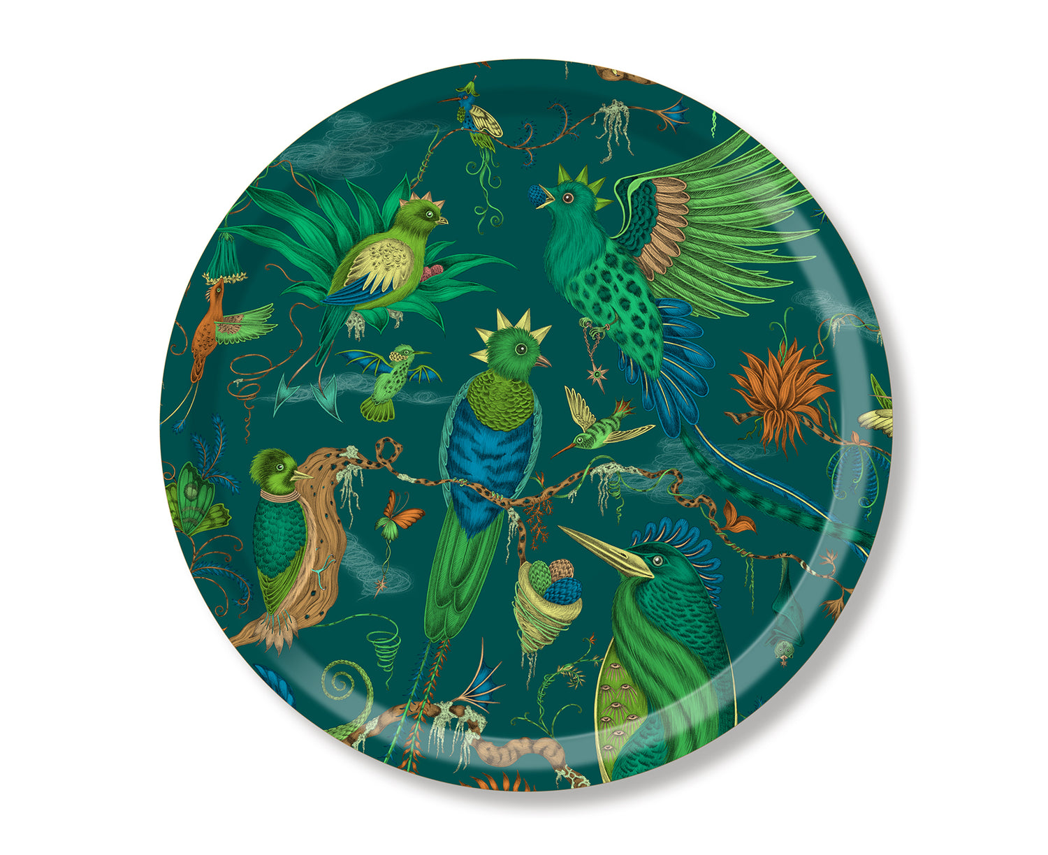 Quetzal in Green Round Tray by Jamida