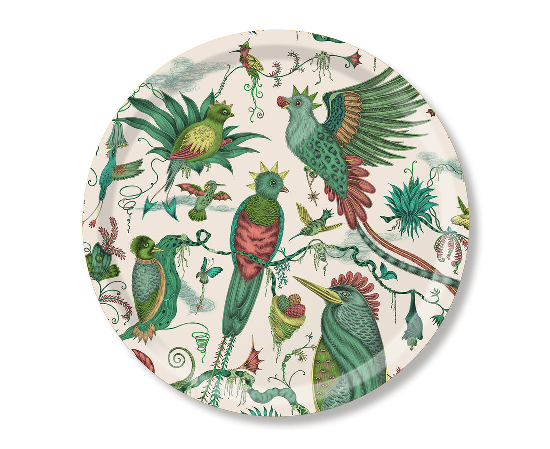 Quetzal Round Tray in Ivory by Jamida