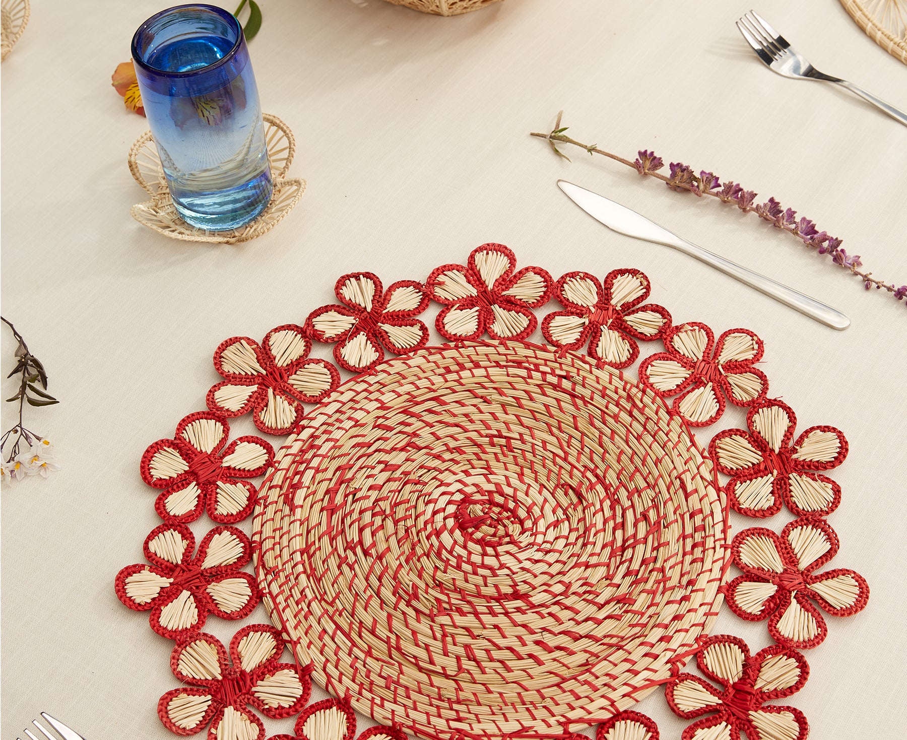 Flowers Spiral Placemat in Red by Coro Cora