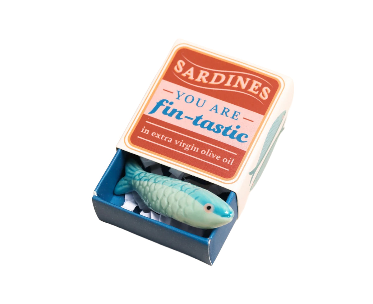 sardine fish in a colorful matchbox by Lisa Angel