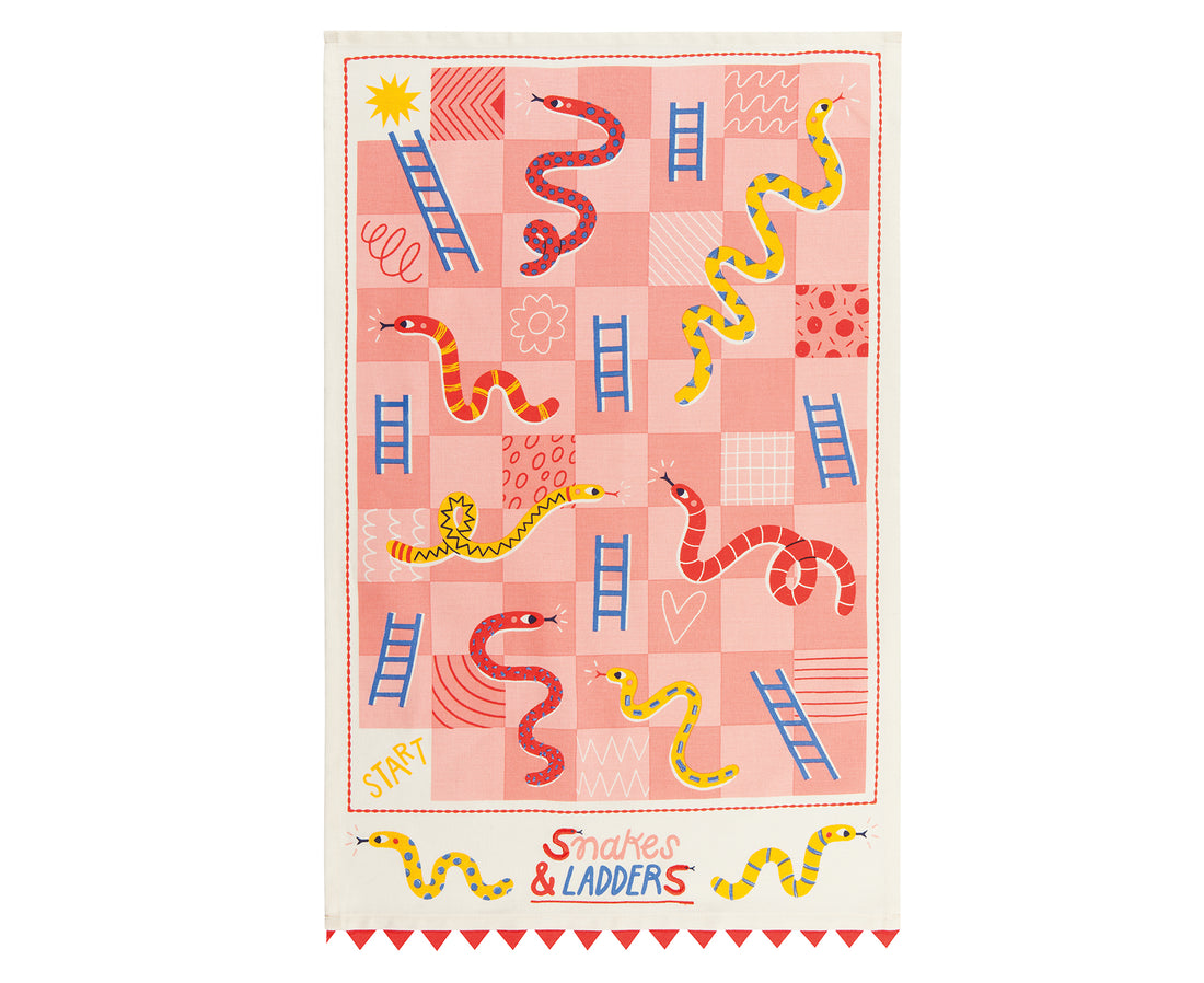 Snakes & Ladders Dish Towel by Danica Jubilee