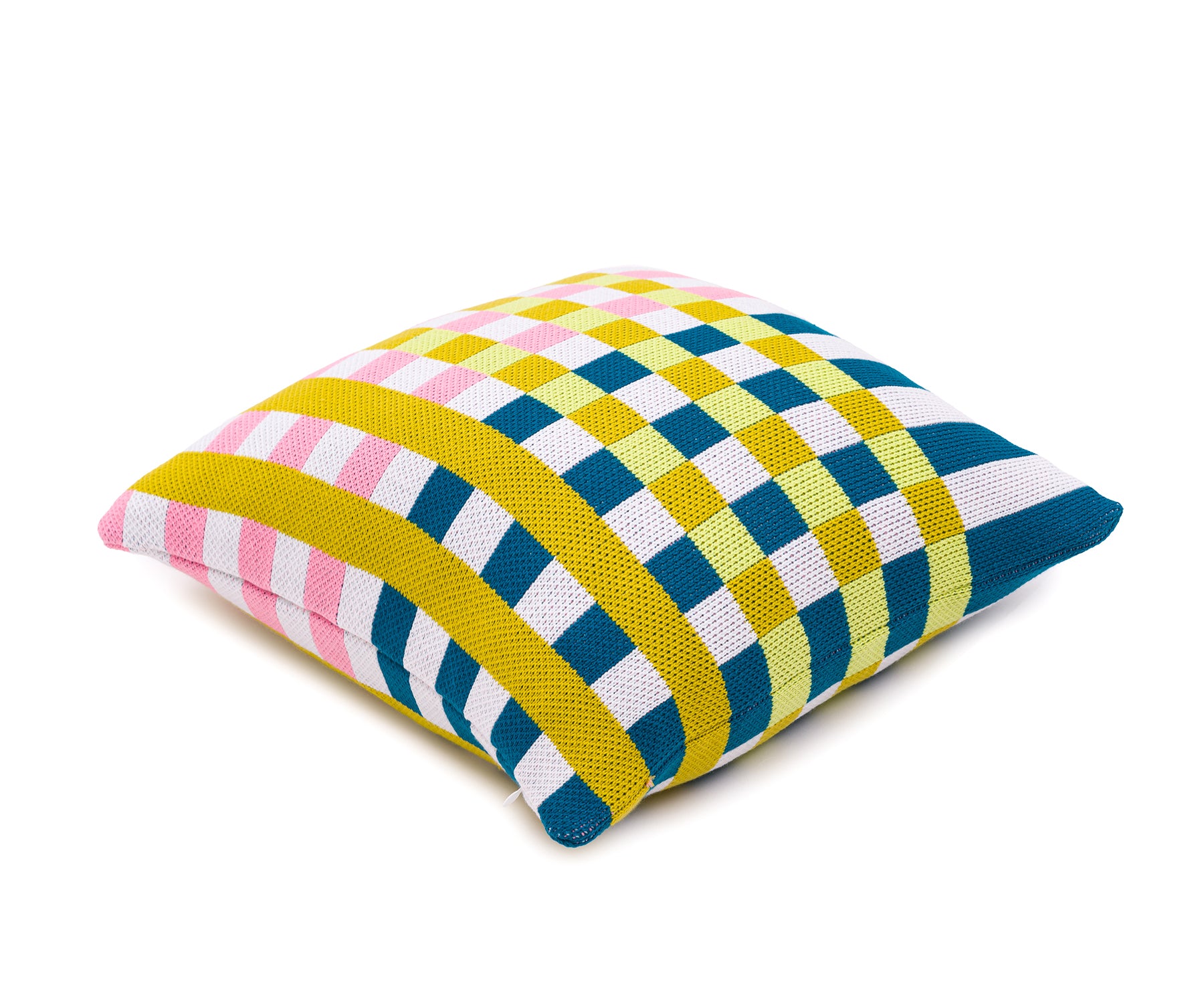 Square Square Pillow in Green and Pink by Verloop