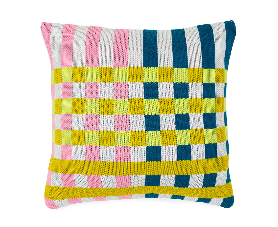 Square Square Pillow in Green and Pink by Verloop