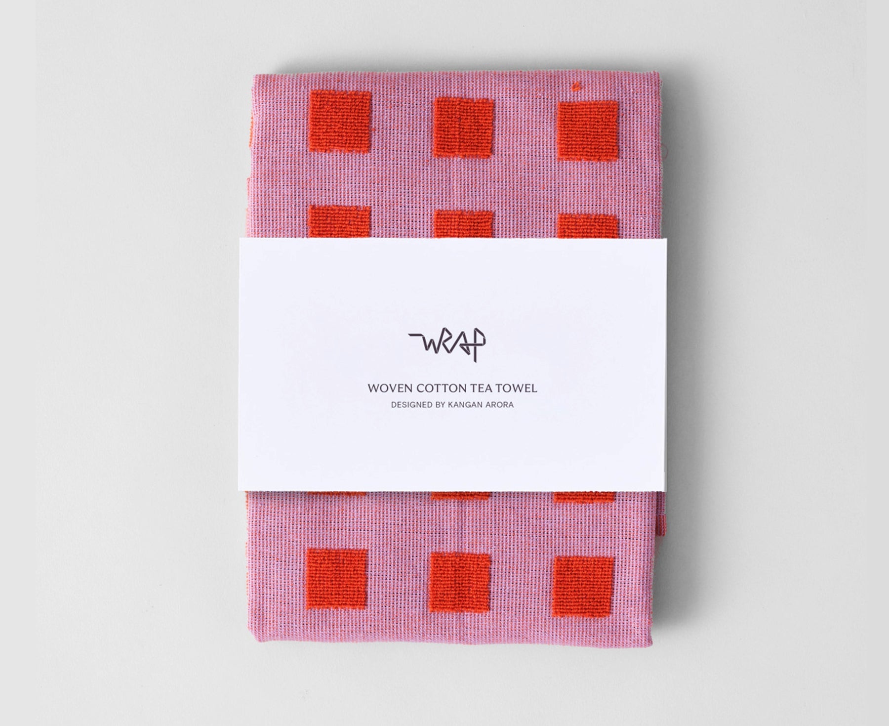 Squares in Lilac and Red Dish Towel by Wrap