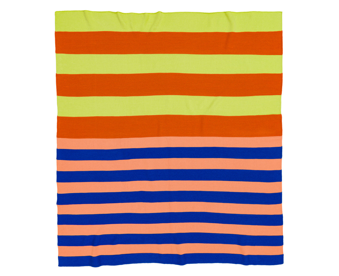 Super Stripe Throw in Peach and Cobalt by Verloop