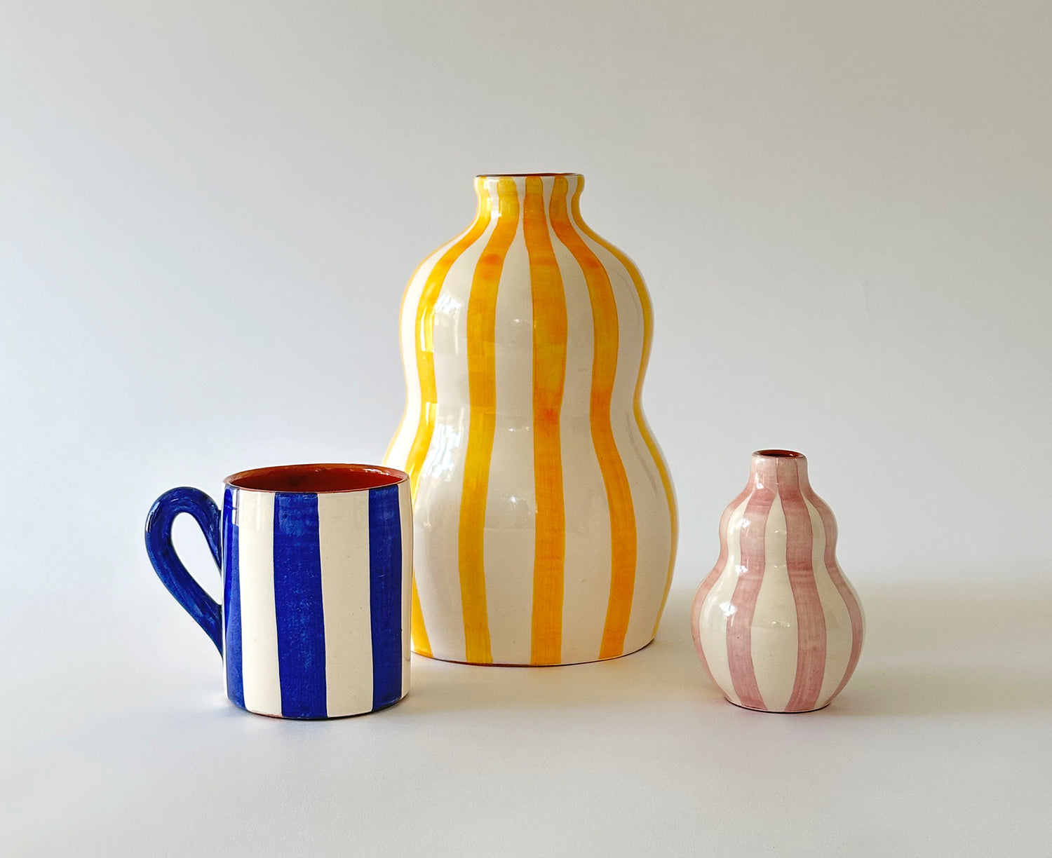 Bold Stripe Terracotta Mug in Blue by Casa Cubista