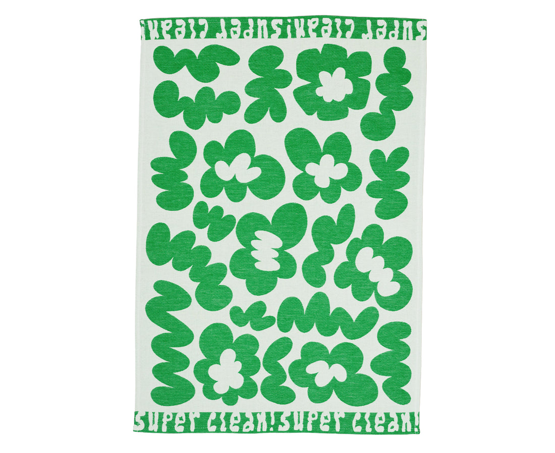 Super Clean Flowers Dish Towel - Green - by Wrap