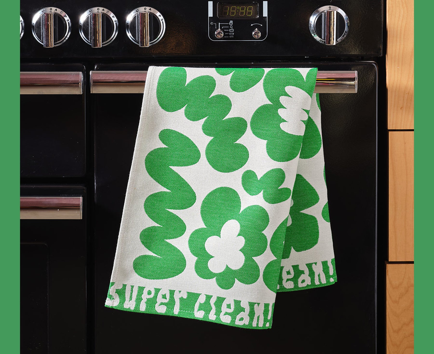 Super Clean Flowers Dish Towel - Green - by Wrap