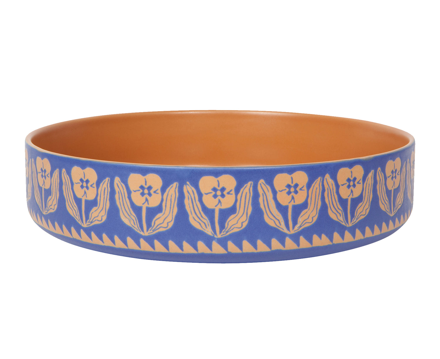 Imprint Ceramic Serving Bowl in Teppi Blue by Danica Studio