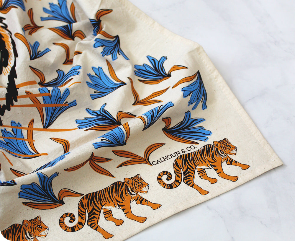 Tiger Parade Square Dish Towel by Calhoun &amp; Co