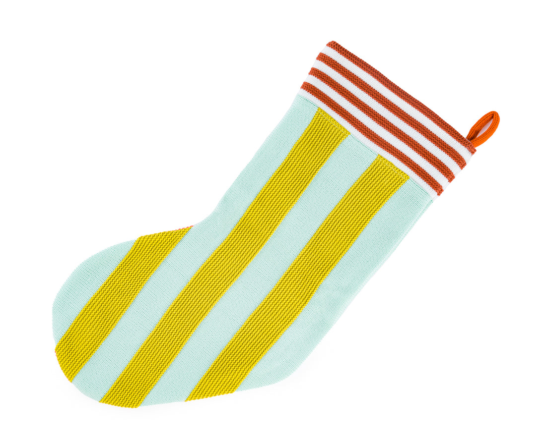 Super Stripe Stocking in Mint and Golden Olive by Verloop