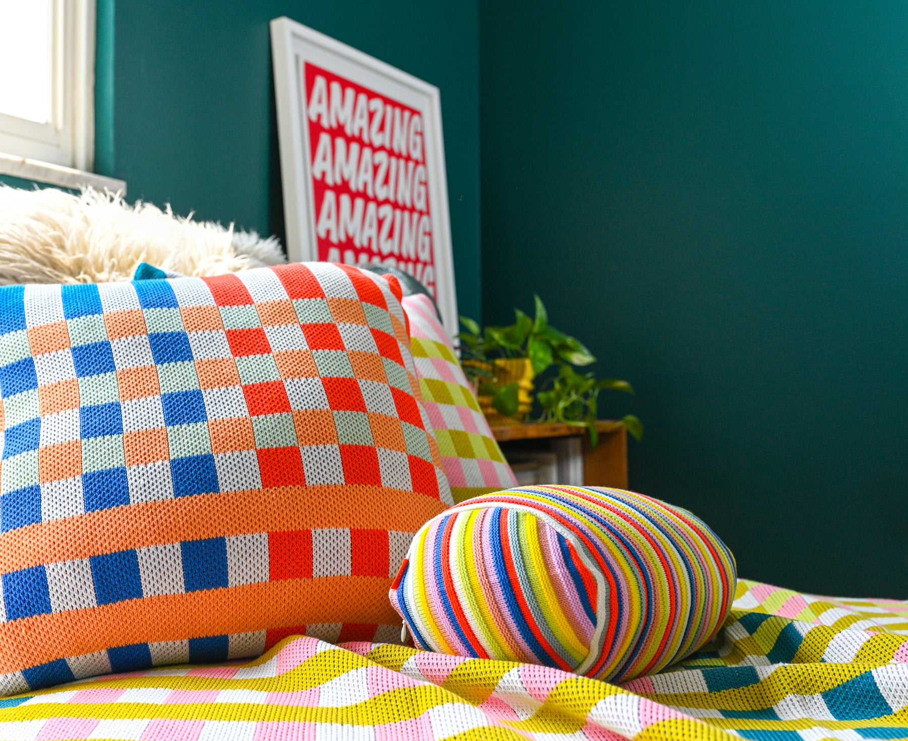 Bolster Pillow in Rainbow Circus Stripe by Verloop Gretel Home