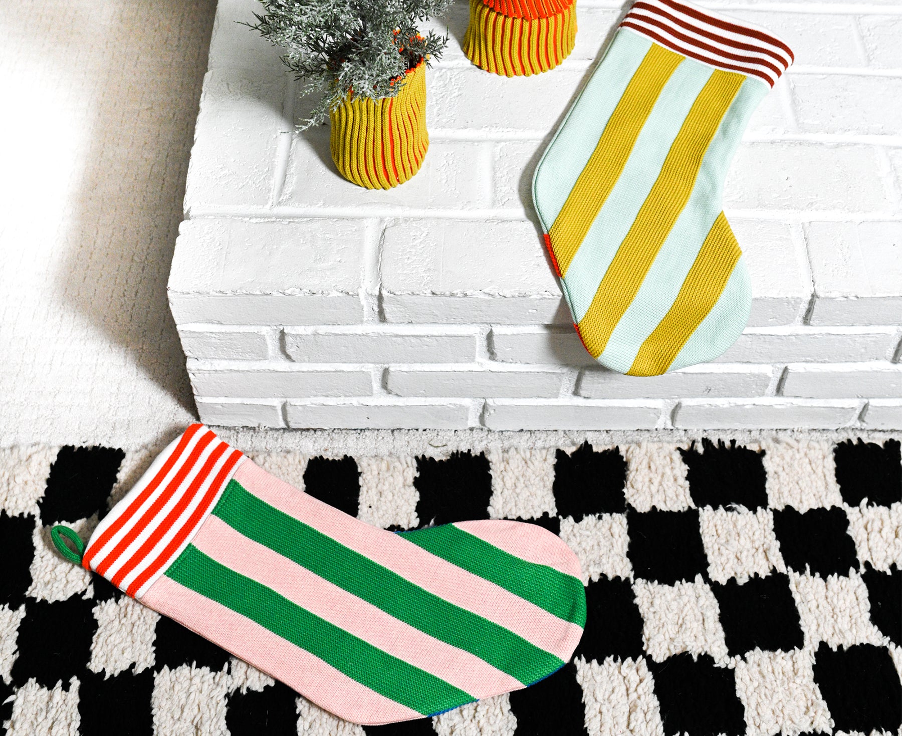 Super Stripe Stocking in Mint and Golden Olive by Verloop